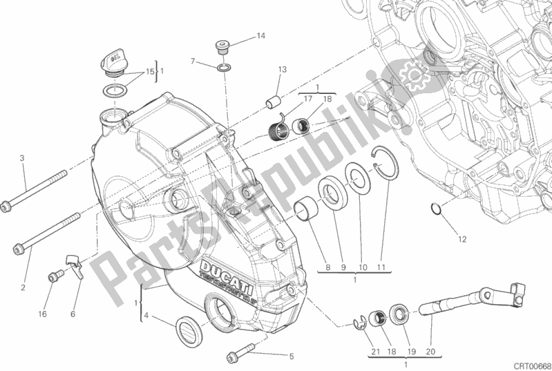 Toutes les pièces pour le Couvercle D'embrayage du Ducati Monster 821 Brasil 2016